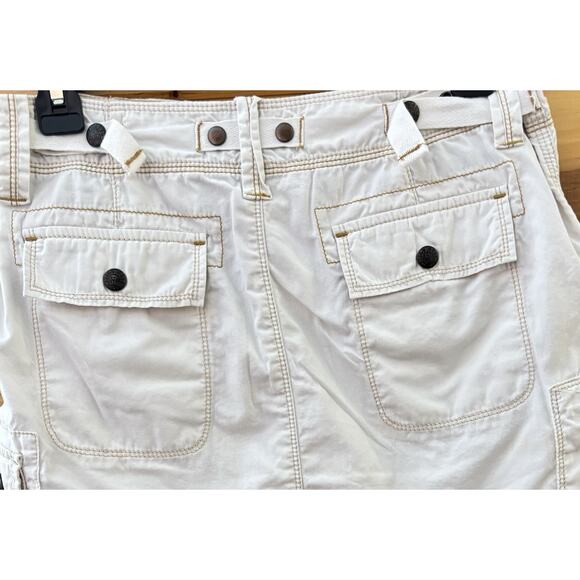 VTG Polo Jeans Co Cargo Skirt Sz 2 Cream Contrast Stitching Y2K Preppy Utility - Picture 5 of 6